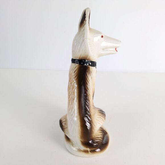 Vintage German Shepherd 8" Ceramic Figurine Luster Paint Finish 1950s-60s Brazil - Picture 4 of 7